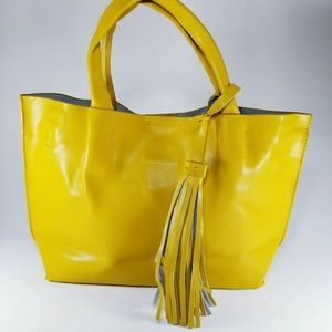 COLAB Christopher Kon Yellow Leather Bag Purse